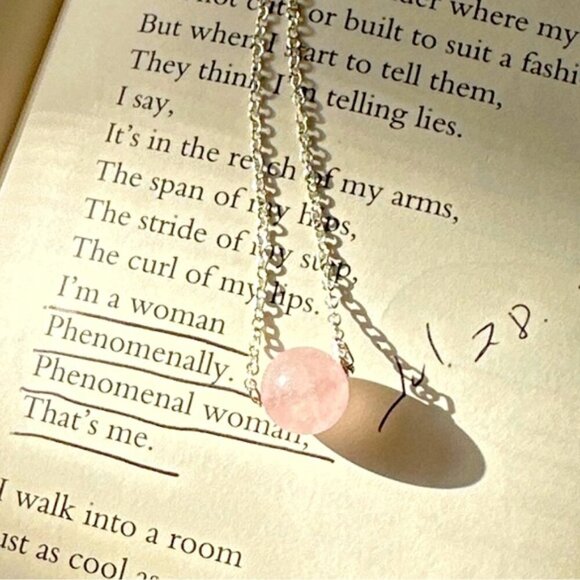 pink quartz sterling silver necklace - Picture 1 of 2